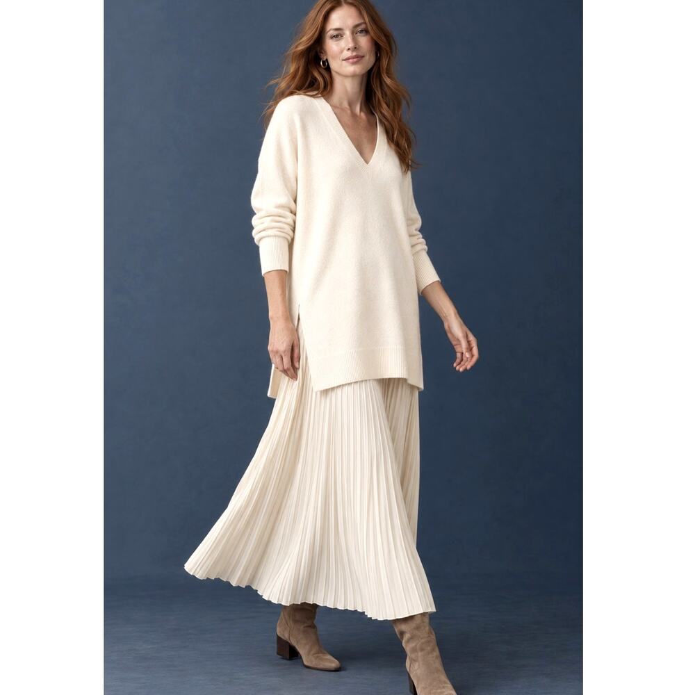 Jenni Kayne S Long 100% Cashmere Flynn Tunic Sweater $575 Ivory Cream NWT!